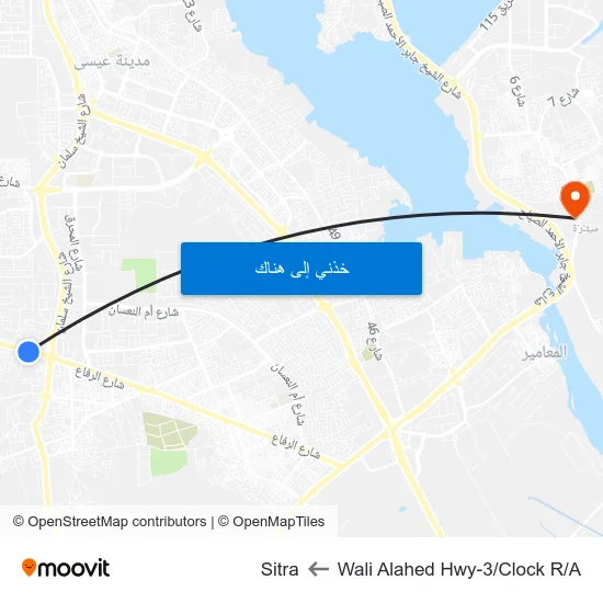 Wali Alahed Hwy-3/Clock R/A to Sitra map