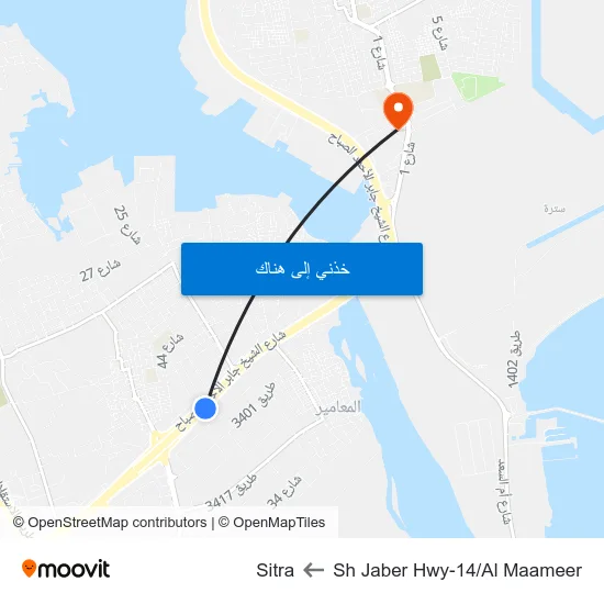 Sh Jaber Hwy-14/Al Maameer to Sitra map