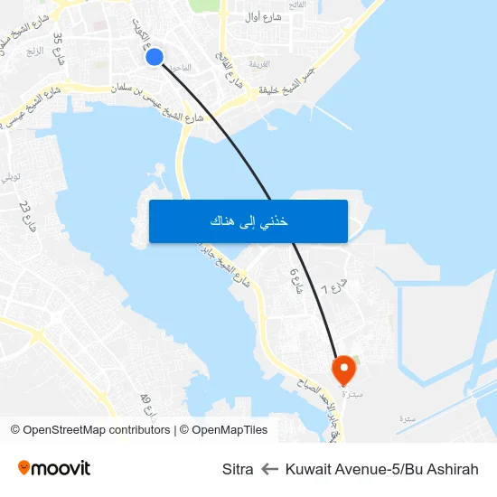Kuwait Avenue-5/Bu Ashirah to Sitra map