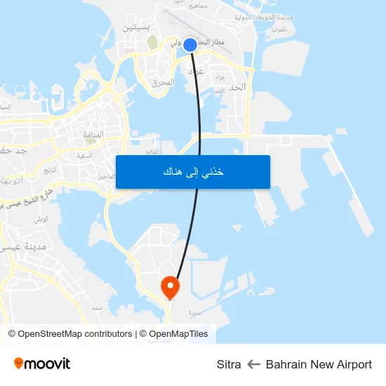 Bahrain New Airport to Sitra map