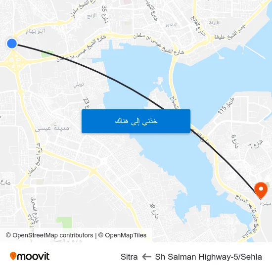 Sh Salman Highway-5/Sehla to Sitra map