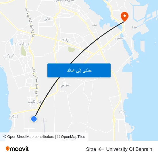 University Of Bahrain to Sitra map