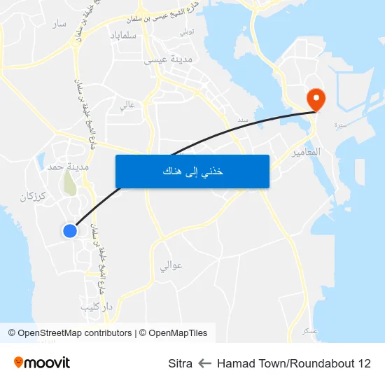 Hamad Town/Roundabout 12 to Sitra map