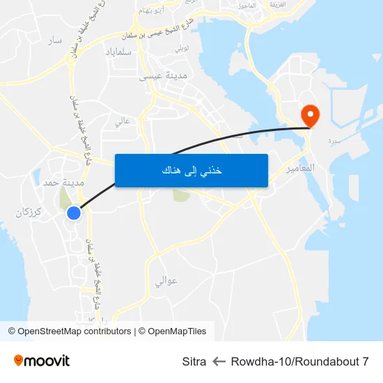 Rowdha-10/Roundabout 7 to Sitra map