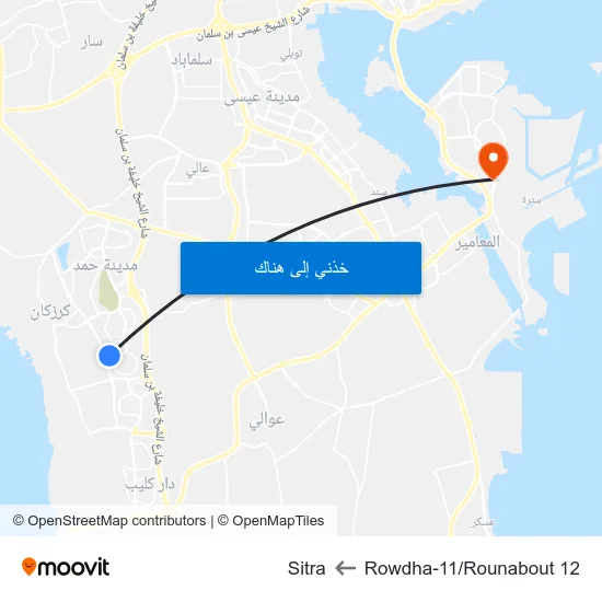 Rowdha-11/Rounabout 12 to Sitra map