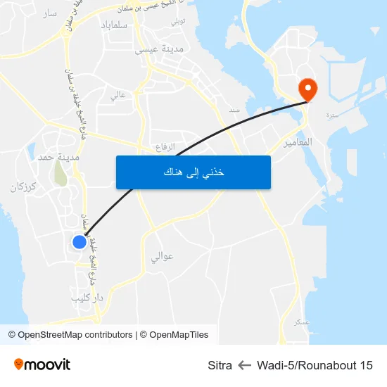 Wadi-5/Rounabout 15 to Sitra map