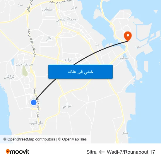 Wadi-7/Rounabout 17 to Sitra map