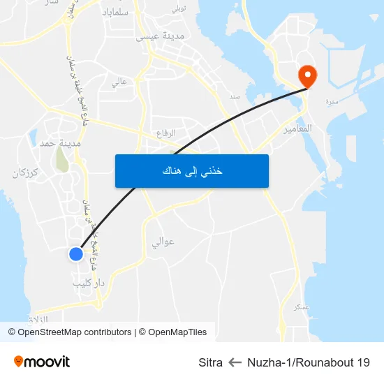 Nuzha-1/Rounabout 19 to Sitra map