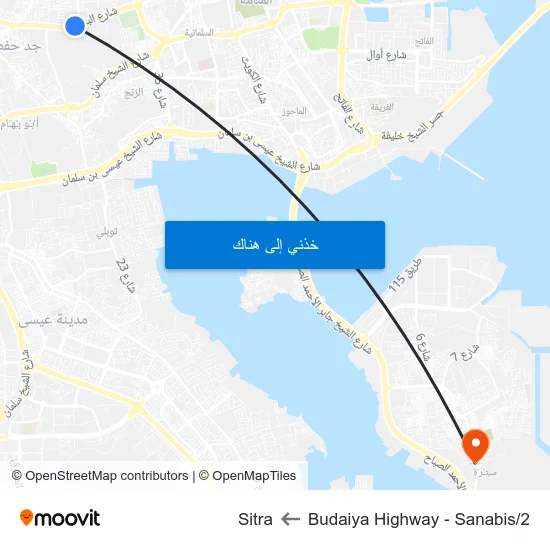 Budaiya Highway - Sanabis/2 to Sitra map