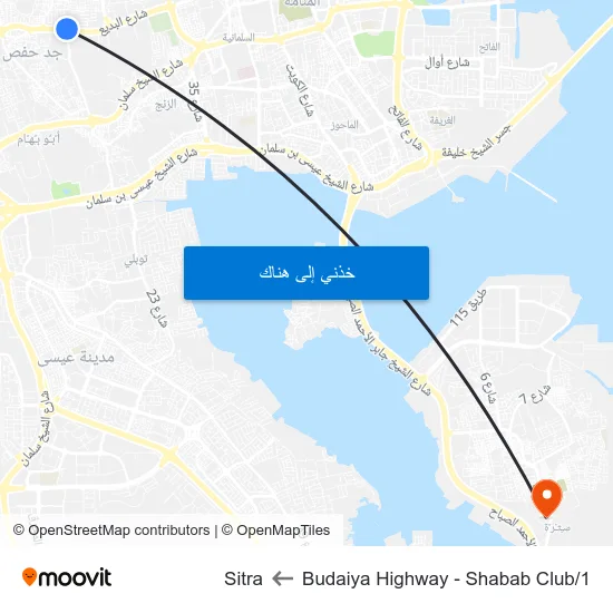 Budaiya Highway - Shabab Club/1 to Sitra map