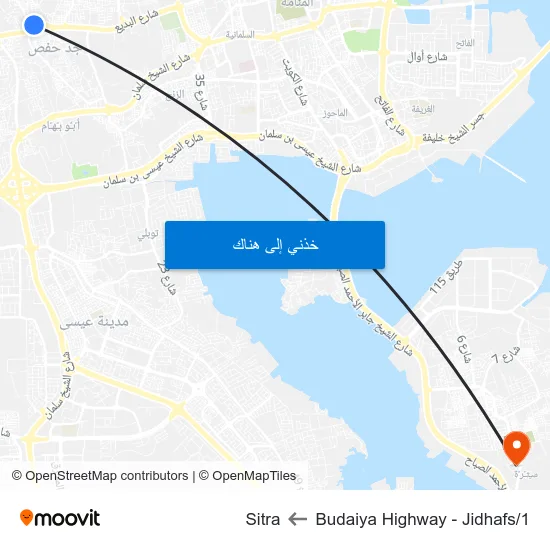 Budaiya Highway - Jidhafs/1 to Sitra map
