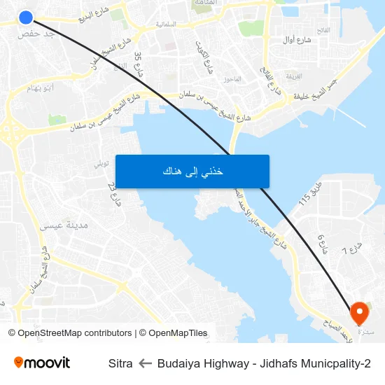 Budaiya Highway - Jidhafs Municpality-2 to Sitra map