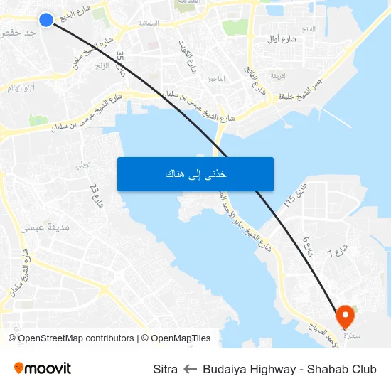 Budaiya Highway - Shabab Club to Sitra map