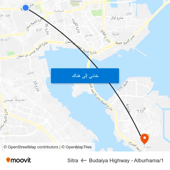 Budaiya Highway - Alburhama/1 to Sitra map