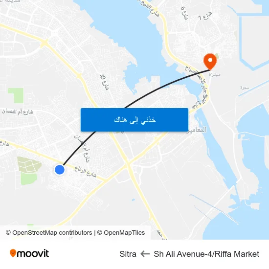 Sh Ali Avenue-4/Riffa Market to Sitra map