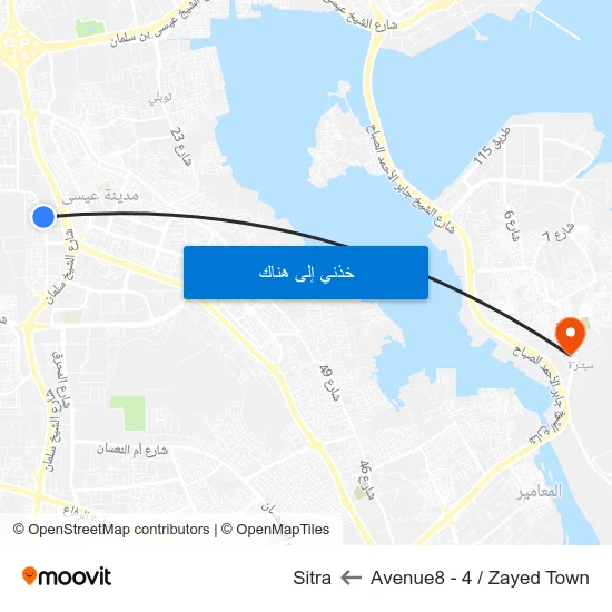 Avenue8 - 4 / Zayed Town to Sitra map