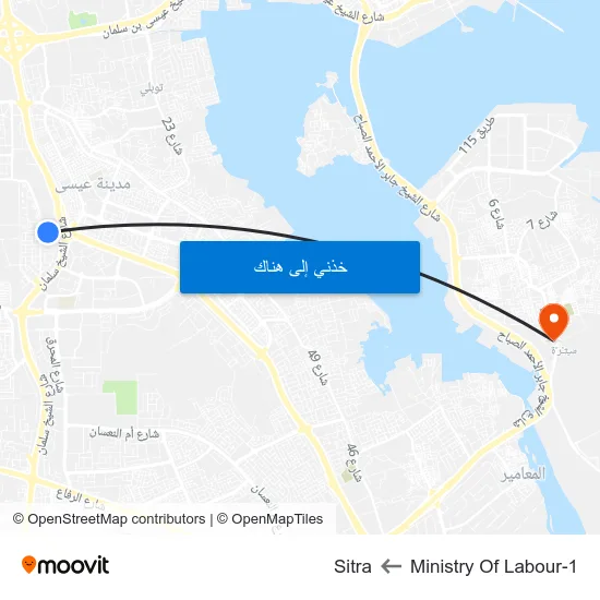 Ministry Of Labour-1 to Sitra map