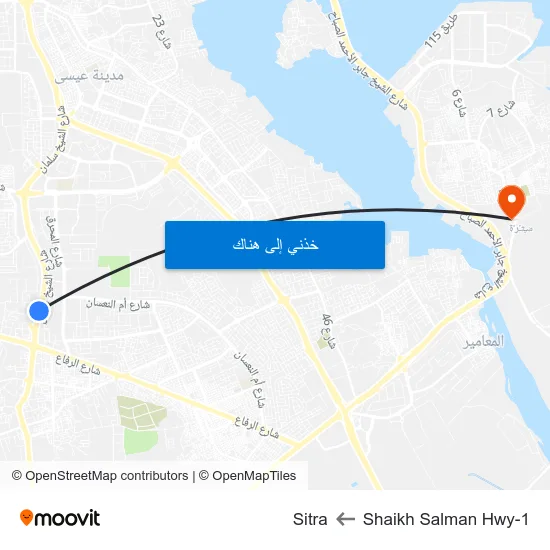 Shaikh Salman Hwy-1 to Sitra map