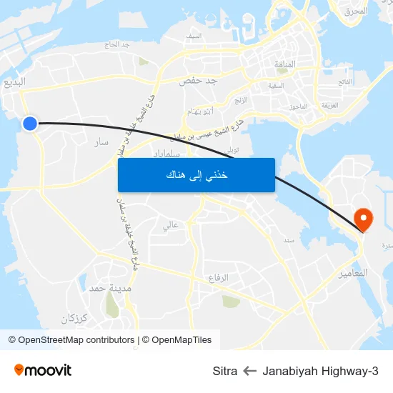Janabiyah Highway-3 to Sitra map