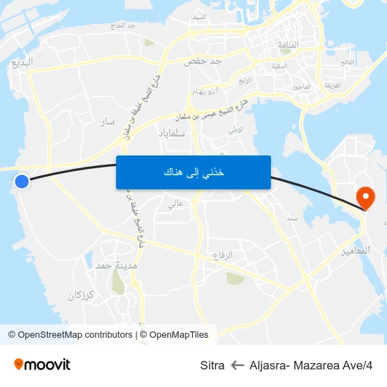 Aljasra- Mazarea Ave/4 to Sitra map