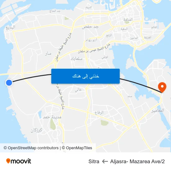 Aljasra- Mazarea Ave/2 to Sitra map