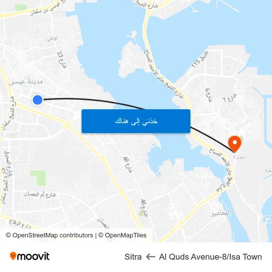 Al Quds Avenue-8/Isa Town to Sitra map