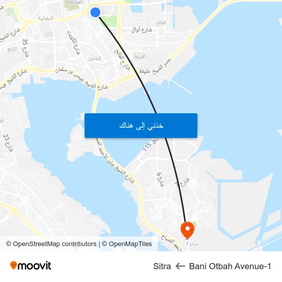 Bani Otbah Avenue-1 to Sitra map