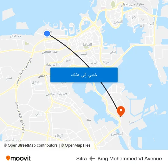 King Mohammed VI Avenue to Sitra map