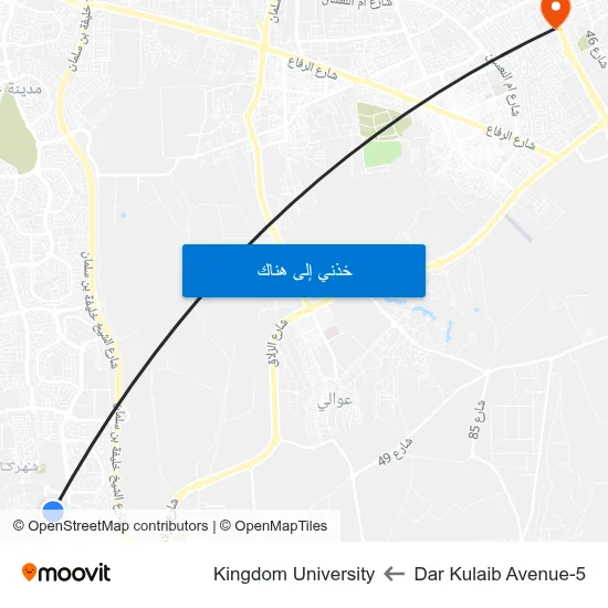 Dar Kulaib Avenue-5 to Kingdom University map