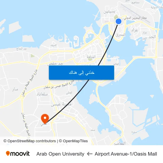Airport Avenue-1/Oasis Mall to Arab Open University map
