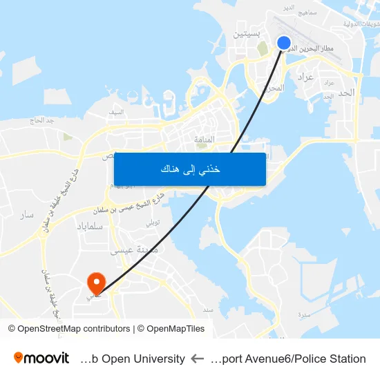 Airport Avenue6/Police Station to Arab Open University map