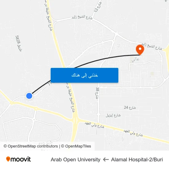 Alamal Hospital-2/Buri to Arab Open University map