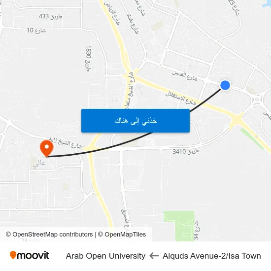 Alquds Avenue-2/Isa Town to Arab Open University map