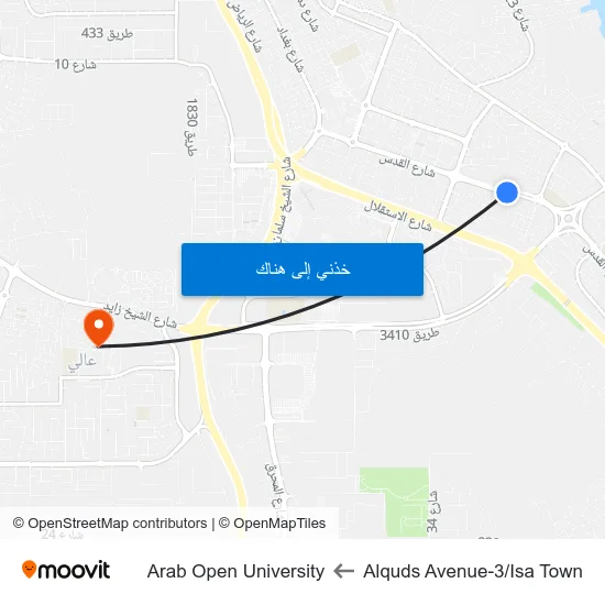 Alquds Avenue-3/Isa Town to Arab Open University map