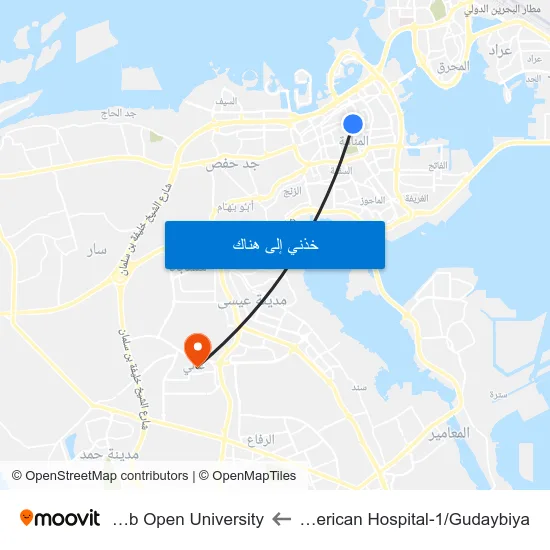 American Hospital-1/Gudaybiya to Arab Open University map