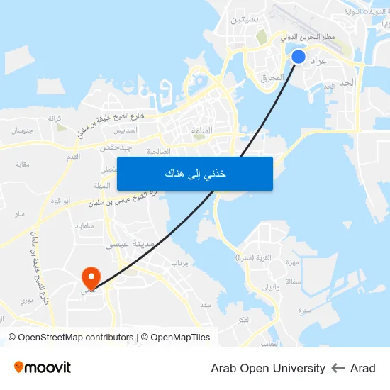 Arad to Arab Open University map
