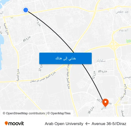 Avenue 36-5//Diraz to Arab Open University map