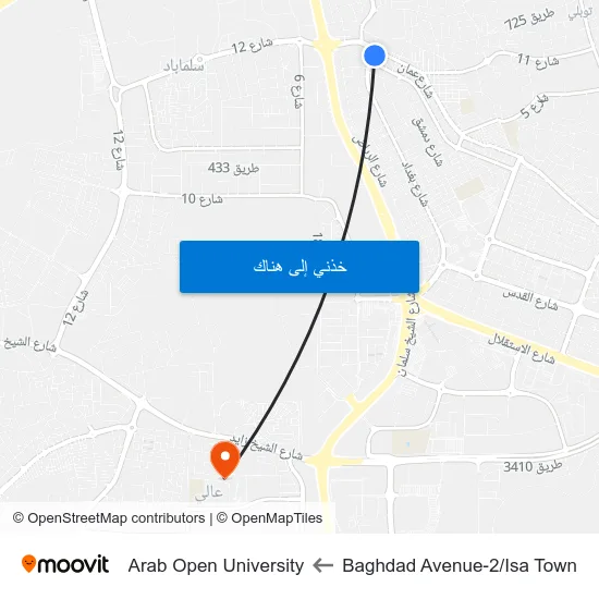 Baghdad Avenue-2/Isa Town to Arab Open University map