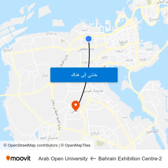 Bahrain Exhibition Centre-2 to Arab Open University map