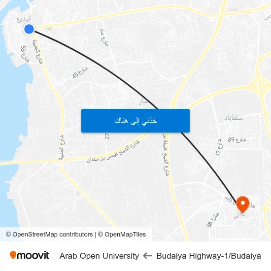 Budaiya Highway-1/Budaiya to Arab Open University map