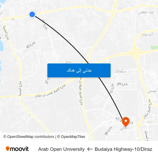 Budaiya Highway-10/Diraz to Arab Open University map