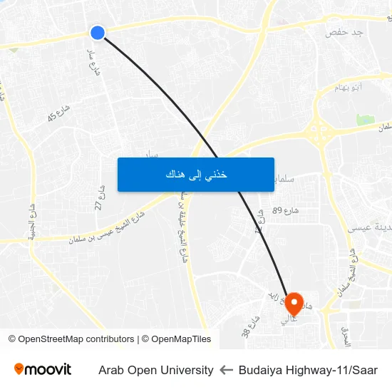 Budaiya Highway-11/Saar to Arab Open University map