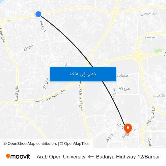 Budaiya Highway-12/Barbar to Arab Open University map