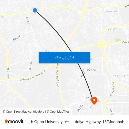 Budaiya Highway-13/Maqabah to Arab Open University map