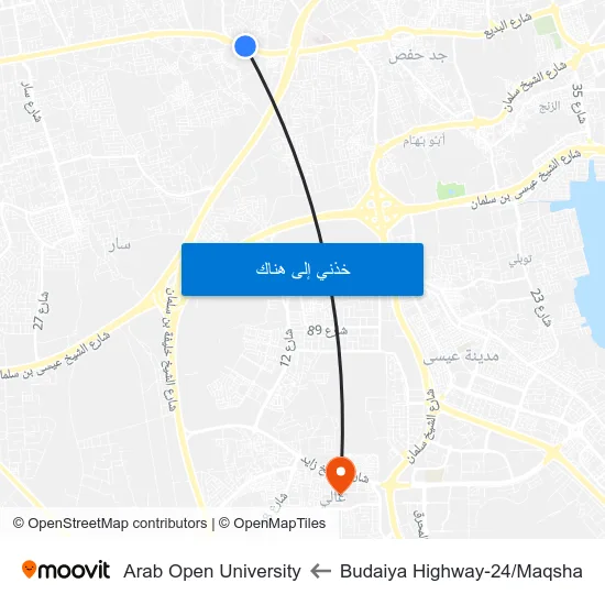 Budaiya Highway-24/Maqsha to Arab Open University map