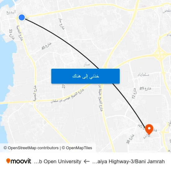 Budaiya Highway-3/Bani Jamrah to Arab Open University map