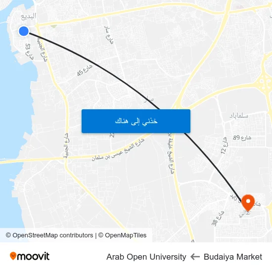 Budaiya Market to Arab Open University map