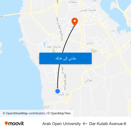 Dar Kulaib Avenue-6 to Arab Open University map