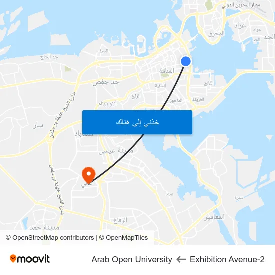 Exhibition Avenue-2 to Arab Open University map