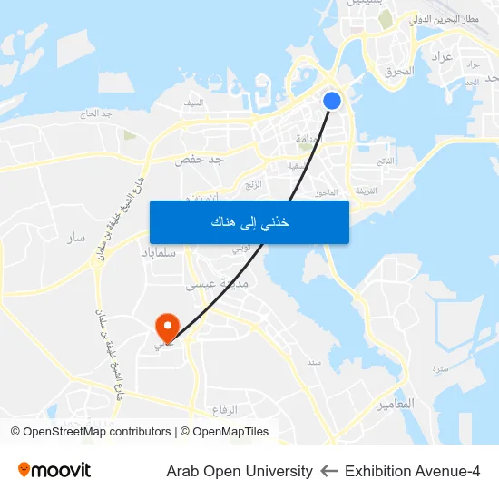 Exhibition Avenue-4 to Arab Open University map